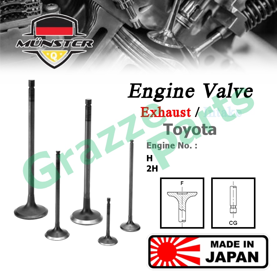 (4pc) Münster Engine Valve EX (35.0mm) / IN (42.0mm) Toyota Dyna HU30 HU40 HU59 Land Cruiser HJ47 HJ