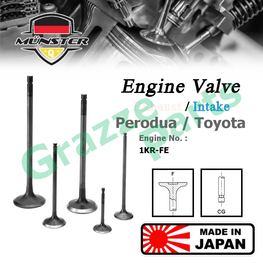 (1pc) Münster Engine Valve Exhaust (23.6mm) / Intake Inlet (27.5mm) for Perodua Axia 1.0 Bezza 1.0 1