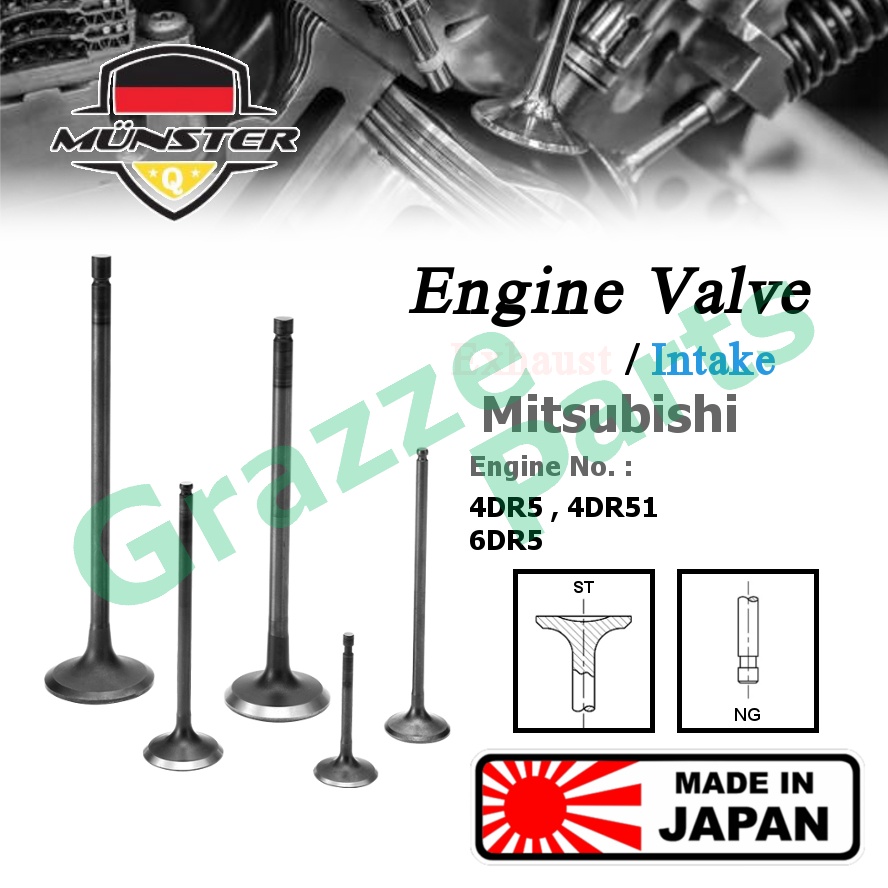 (4pc) Münster Engine Valve Exhaust (32.0mm) / Intake Inlet (41.0mm) for Mitsubishi Truck Canter FB10