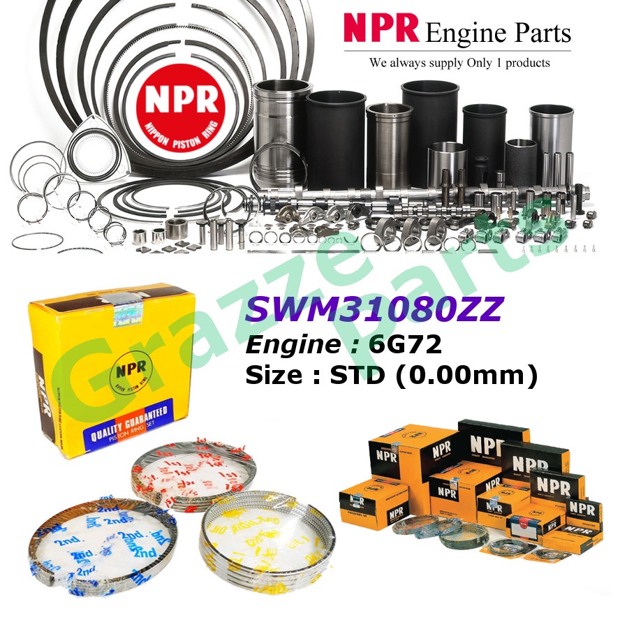 NPR Piston Ring Set SWM31080ZZ for Mitsubishi Pajero 3.0 V6 6G72 (91.1mm)