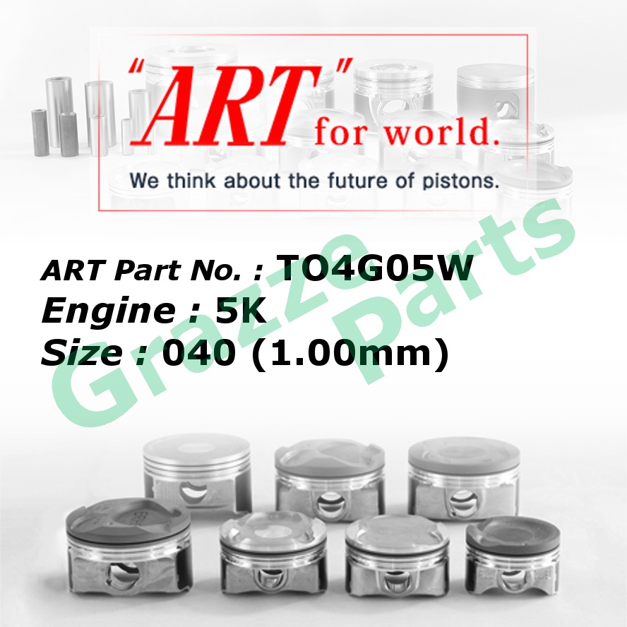 ART Piston Set TO4G05W for Toyota Liteace KM36 1.5 5K - Piston Surface O Shape - (80.5mm)