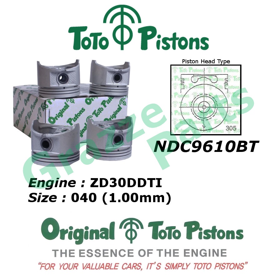TOTO Piston Set NDC9610BT for Nissan Urvan E25 3.0 ZD30 ZD30T ZD30DD ZD30DDTI (96.0mm)