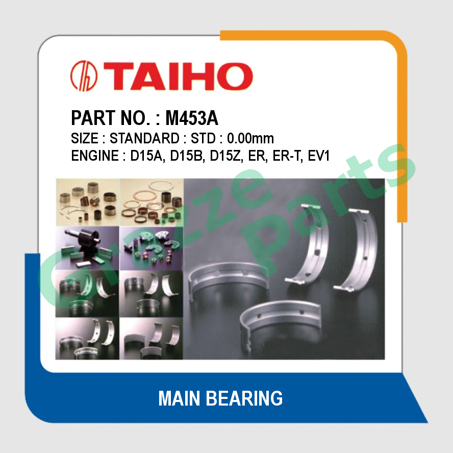 Taiho Main Bearing STD Size (0.00mm) M453A for Honda City SX8 1.5 1985~ D15A  D15B D15Z