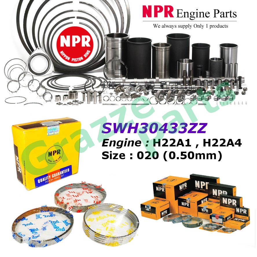 NPR Piston Ring Set SWH30433ZZ for Honda Accord SV4 2.2 V-Tec Prelude 2.2 BB1 SSO H22 H22A H22A1 H22