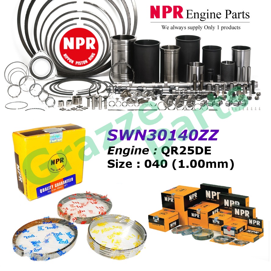 NPR Piston Ring Set SWN30140ZZ Nissan X-Trail T30 Murano Z50 Serena C24 Urvan E25 Teana Elgrand 2.5 