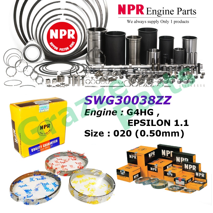 NPR Piston Ring Set SWG30038ZZ for Kia Picanto 1.1 G4HG EPSILON 1.1 Hyundai i10 I10 (67.0mm)