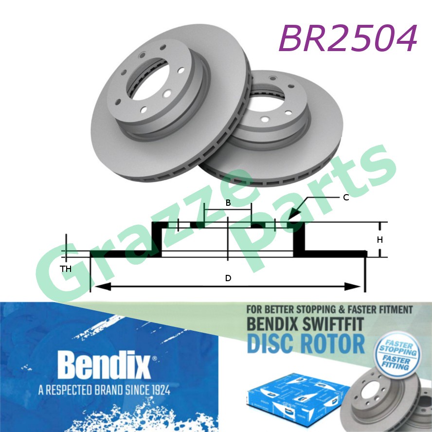 (1pc) Bendix Swiftfit Disc Brake Rotor Front for BR2504 Honda City SEL IDSI Jazz