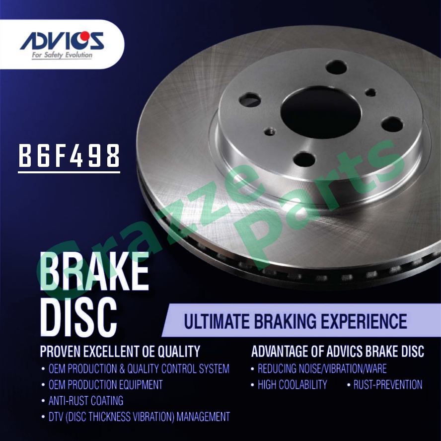 (1pc) Advics Aisin Disc Brake Rotor Front B6F498 for Nissan Sentra N16 4 Holes 257mm