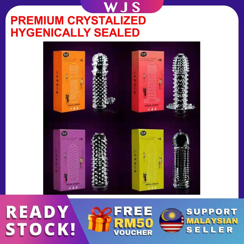 (PREMIUM CRYSTALLISED) WJS Hygienically Premium Sealed Crystal Spike Condom Dragon Enlargement Longe