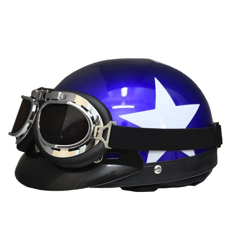 (SAFETY HELMET + GOGGLES) WJS Fashion Motorcycle Helmet Scarf Goggles Visor Safety Helmet Riding Hel