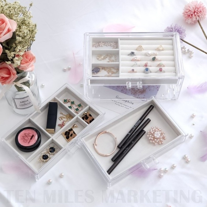 Premium 3Layer Drawer Box Jewelry Storage Box Acrylic Box Jewelry