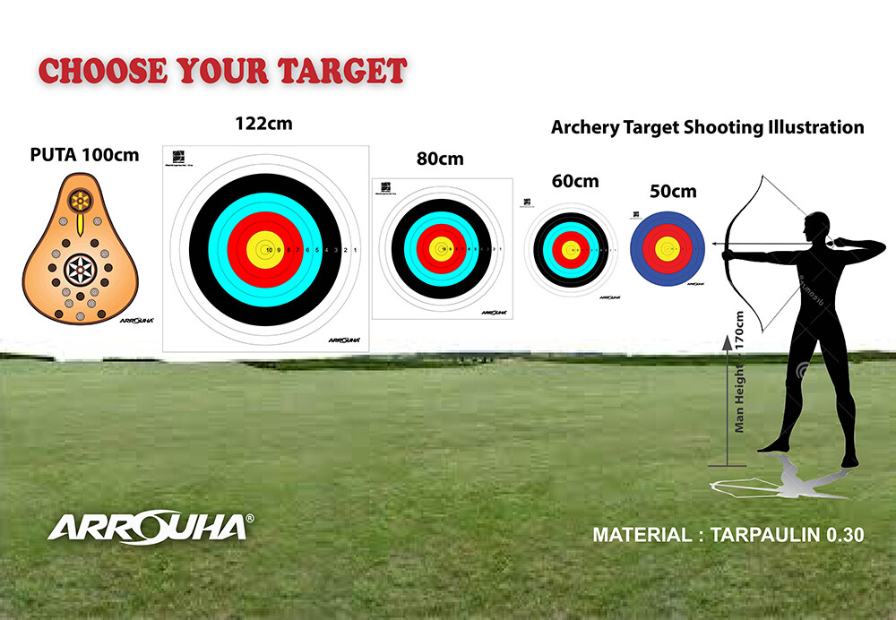 Archery Target Face 122cm 80cm 60cm 50cm 10 and 6 Rings JVD FITA Format And Turkish Puta Tarpaulin T