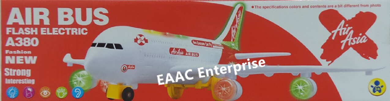 Air Asia Air Bus A380 Cargo Passenger Aeroplane with Flash Light & Sound Kapal Terbang