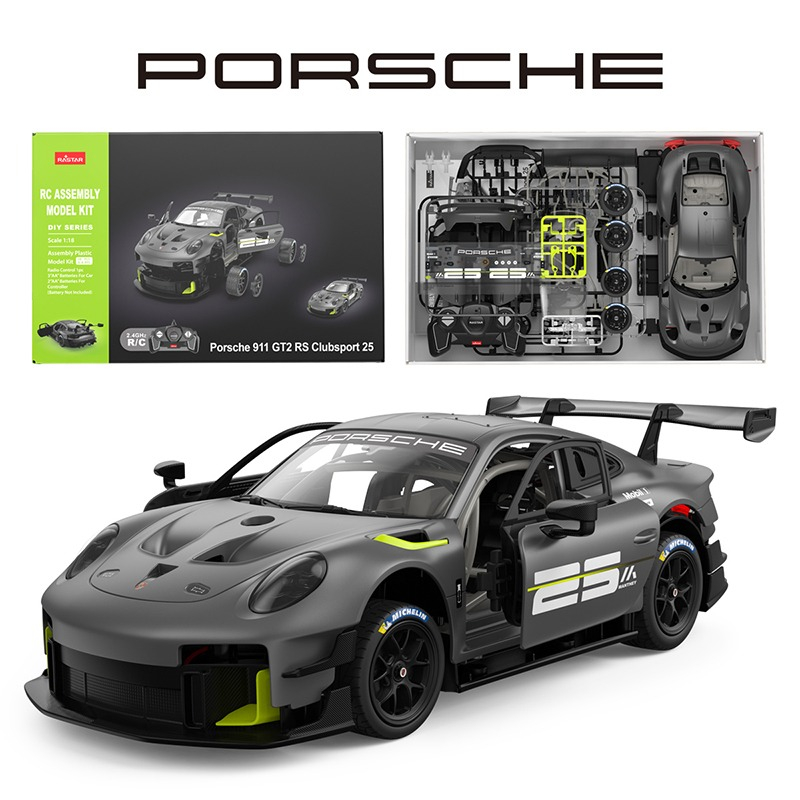 RASTAR Licensed Porsche 911 GT2 RS Clubsport 25 1:18 Scale DIY Remote Control Assembly Model Kit (En