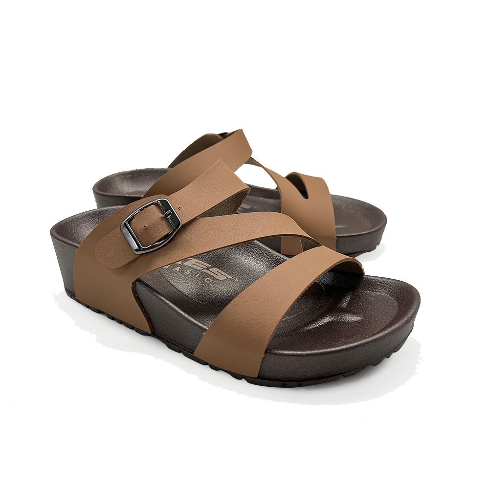 XES BSLM61230 Ladies Z-Cross Sandal Wedges ( Black / Camel )