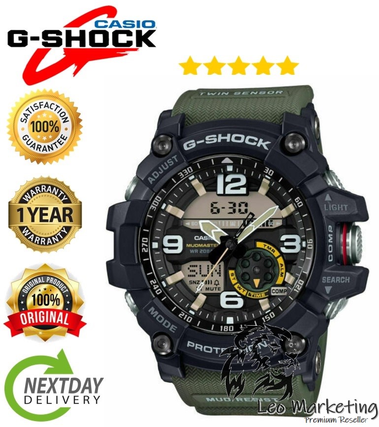 Leo Marketing [100% Original]Casio G-SH0CK GG1000 MUDMASTER Men's Sport Watches Army Green full Seal