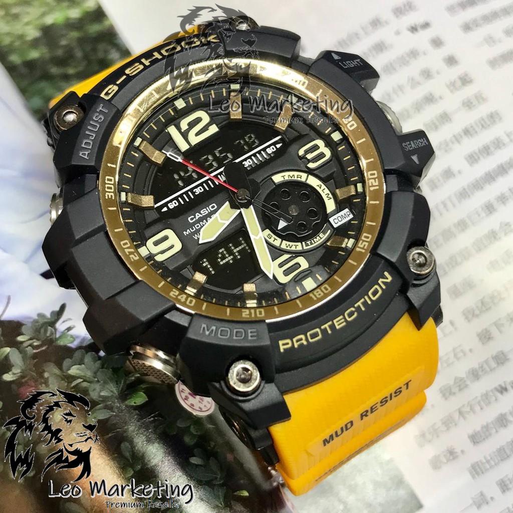 Leo Marketing [100% Original] Casio G-SH0CK GG1000 MUDMASTER Yellow Men's Sport Watches Full Sealed 