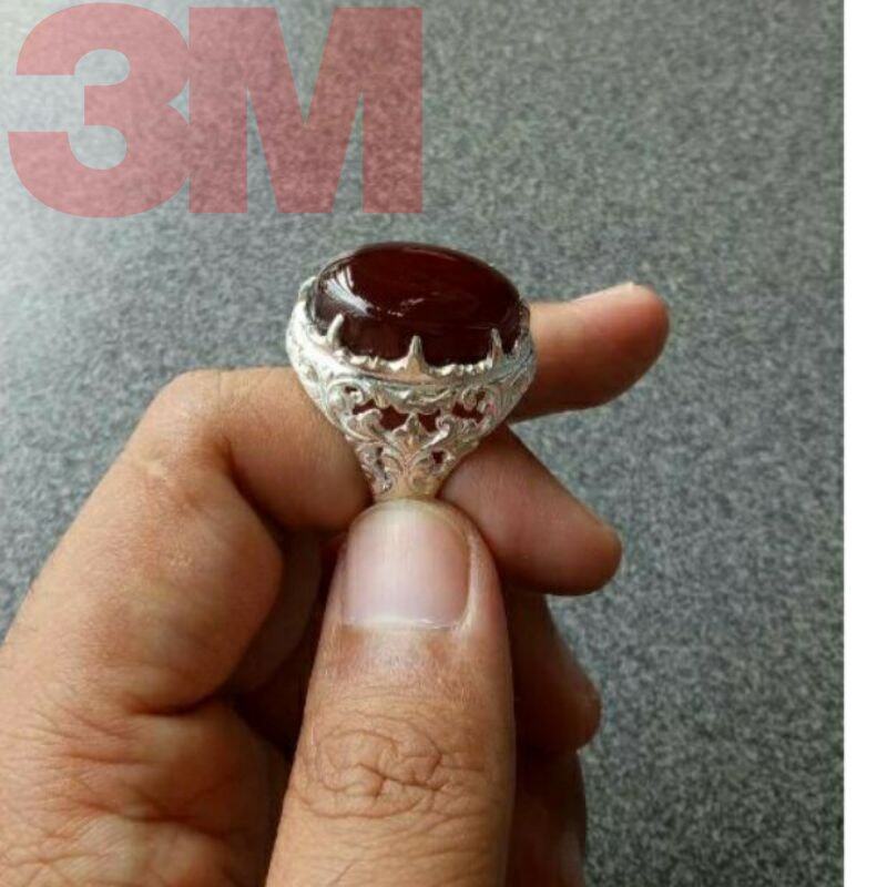 Gemstone Ring - ASLI BATU AKIK YAMAN MOTIF SONGKOK CINCIN RING