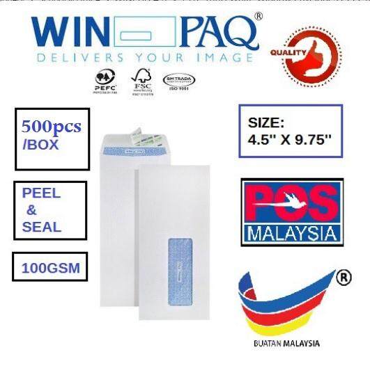 WINPAQ 4.5'' X 9.75'' 100G White P&S Envelope (window) 500pcs/box