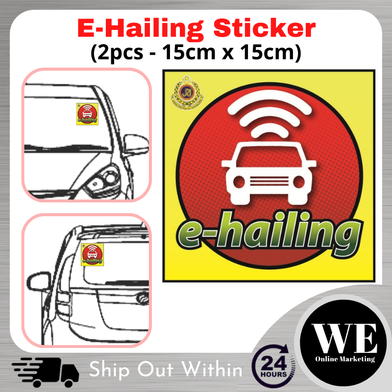 (Ready Stock) 2pcs E-Hailing Sticker (Car) 15cm x 15cm - Windscreen Cermin Pelekat E Hailing Kereta 