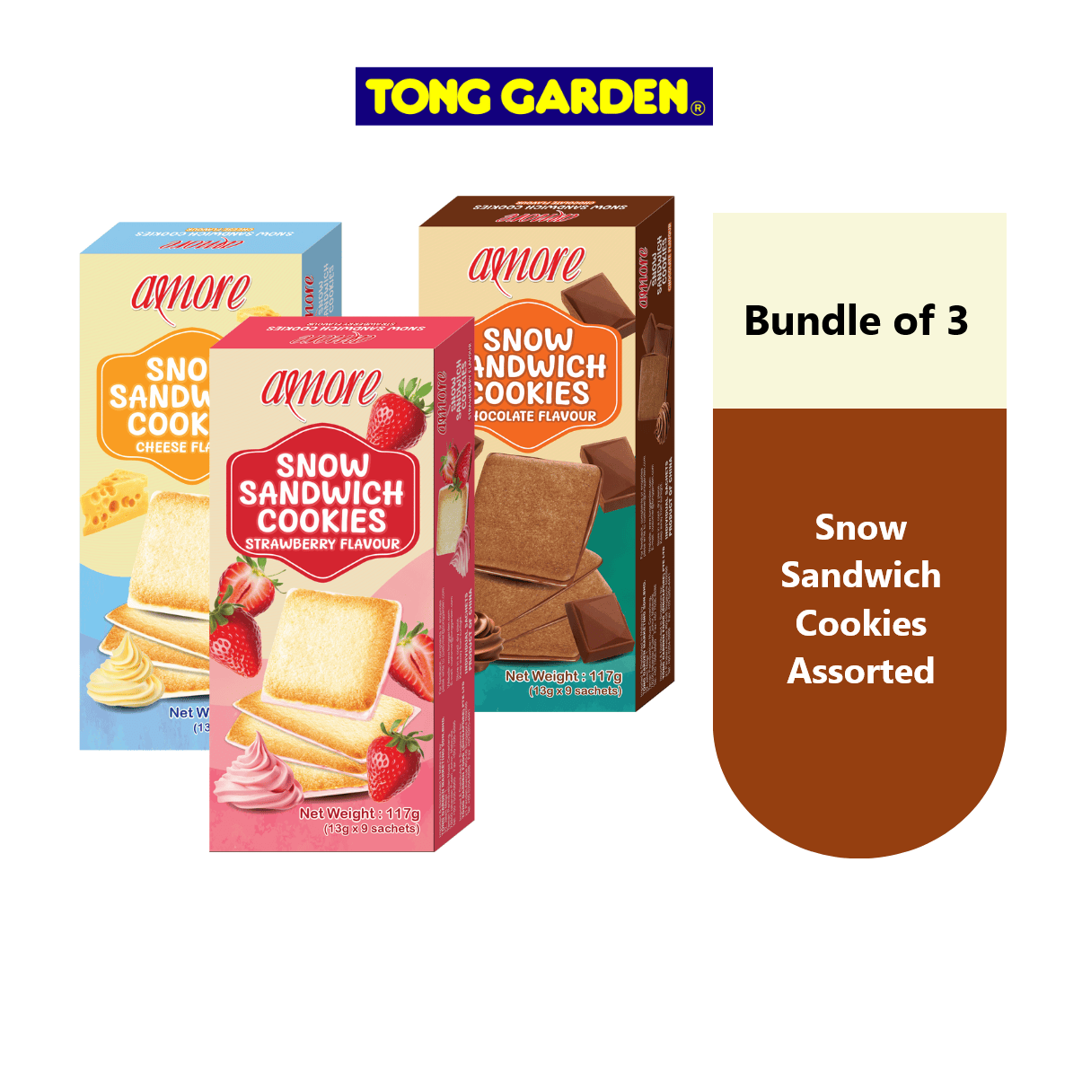  [Bundle of 3] Amore Snow Sandwich Cookies Assorted 117g