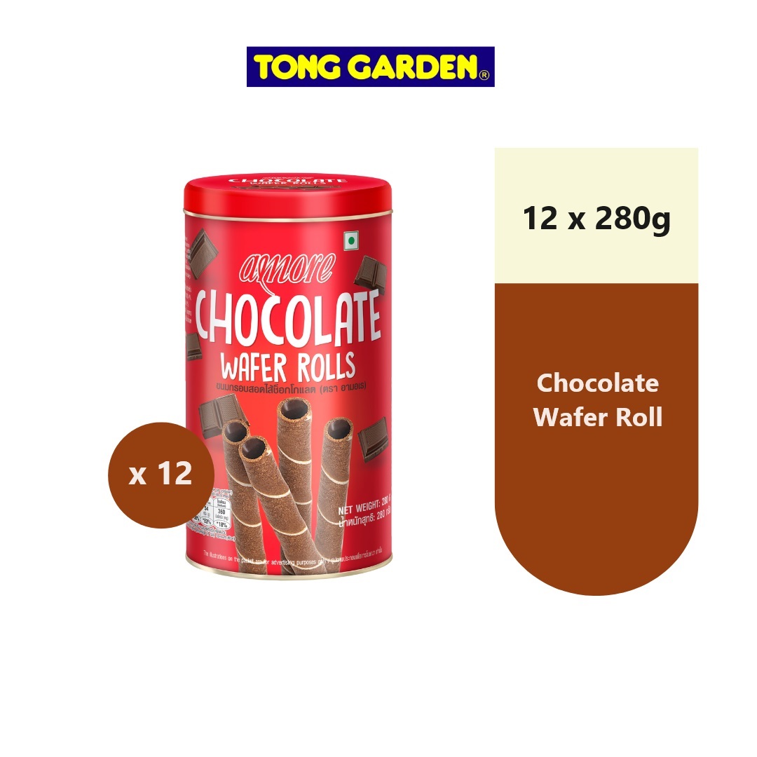 [Carton] AMORE Chocolate Wafer Roll 280g x 12 Tins
