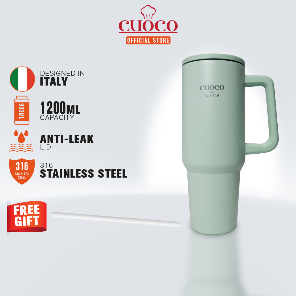 Cuoco 316 Stainless Steel Frozen Mug Max with Handle and Straw 1200ml