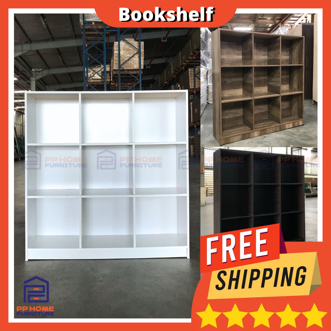 (10.10)9 cubes Bookshelf, almari buku, H121.8x117.6x29.8cm(SKU:10067)