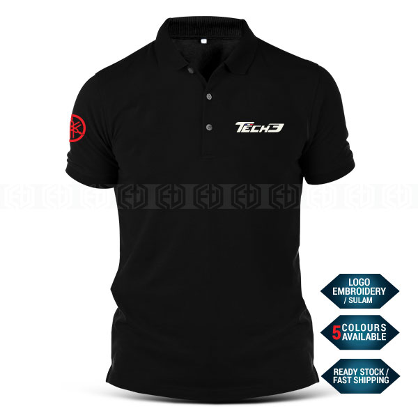 Polo T Shirt Sulam Yamaha Tech3 MotoGP Motorcycle Motosikal Superbike Racing Team Bike Casual Y15 SR