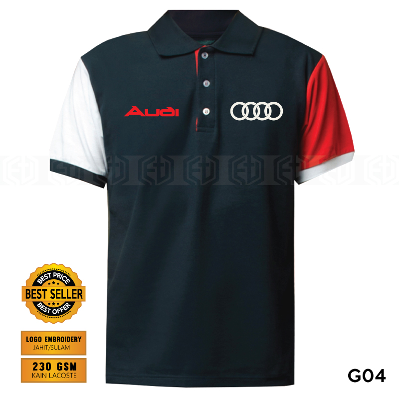 Audi Logo Polo T Shirt Sulam RS S Line Casual Racing Team Performance Tuning Motorsport Rally Turbo