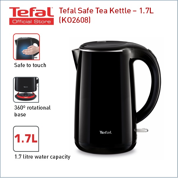 Tefal Safe Tea Kettle Black 1.7L (KO2608)