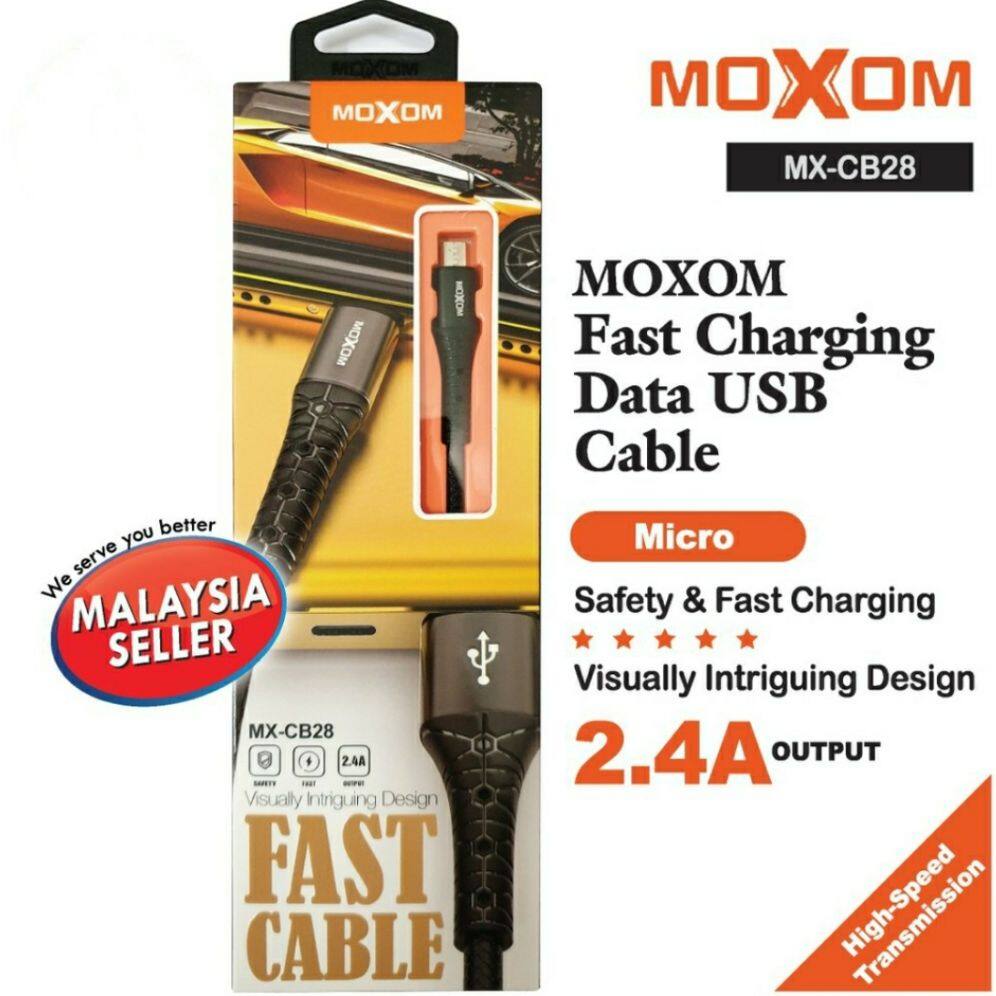 MOXOM MX-CB28 100% ORIGINAL HIGH SPEED USB DATA CABLE / IOS IPHONE / MICRO ANDROID / TYPE CBlack 1 M