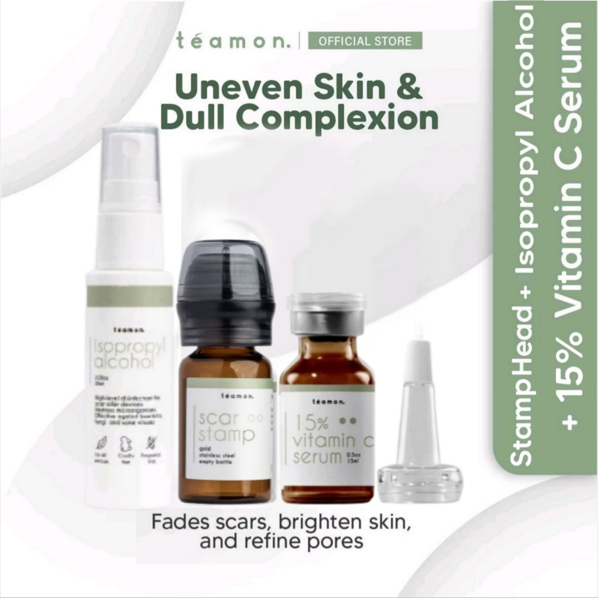 Teamon Scar Stamp Beetroot Vitamin C  (Set Parut Gelap, Hitam & Berlubang) Dermaroller Scar Roller S