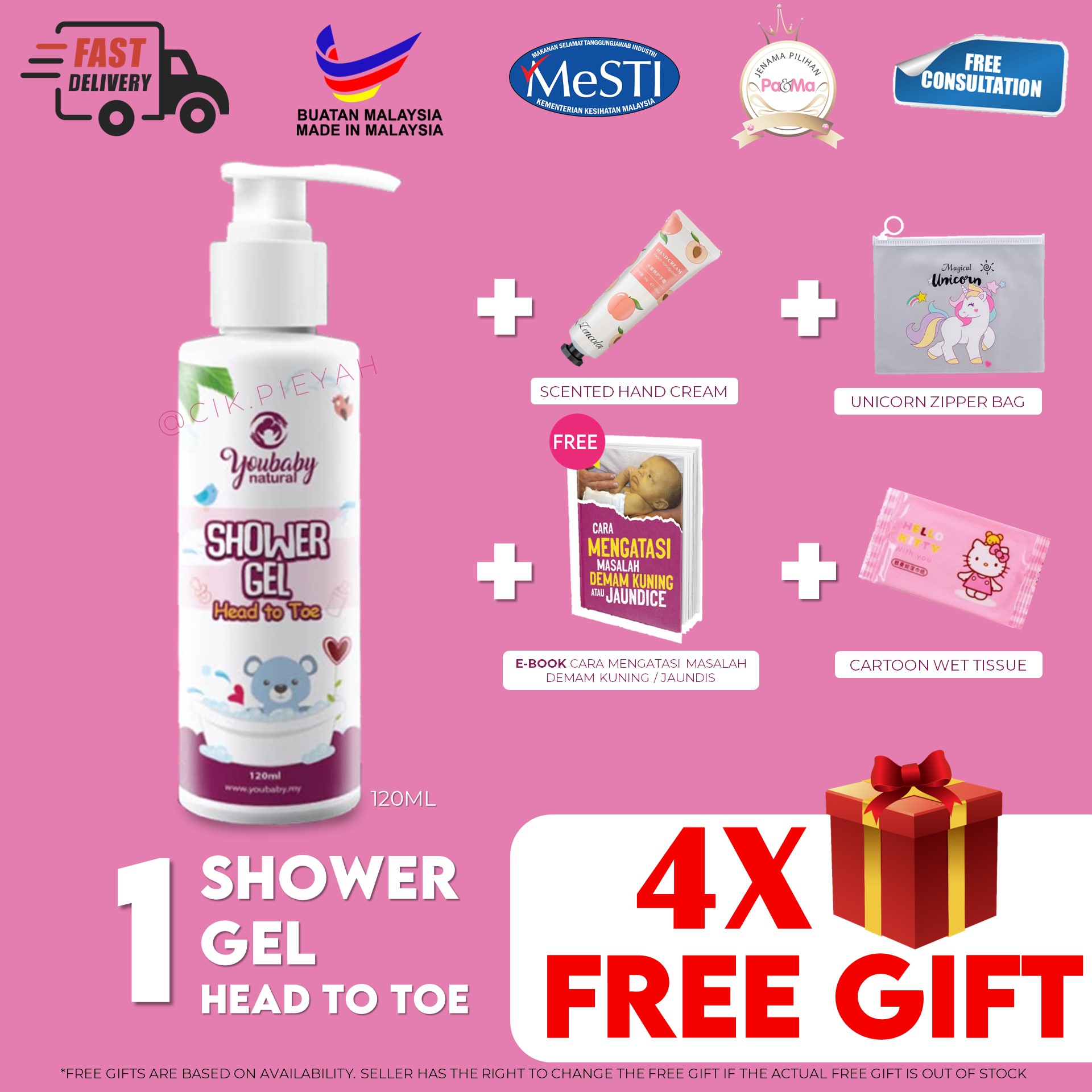 [4 FREEGIFT] YOUBABY Merdeka Box Gift Set Free Thermos Baby Cream Shower Gel Serum Krim Bayi Head To