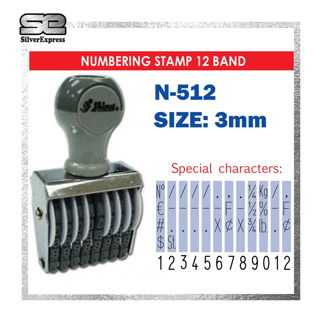 NUMBERING STAMP 12 BAND / 3MM / 4MM / 5MM / 12 DIGIT NUMBER STAMP / CHOP NOMBOR / 12 DIGIT / RUBBER