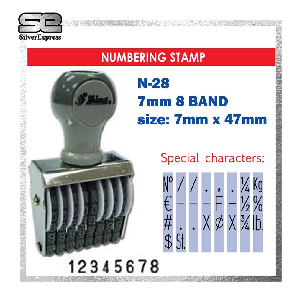 NUMBERING STAMP 8 BAND / 3MM / 4MM / 5MM / 7MM / 9MM / 8 DIGIT NUMBER STAMP / CHOP NOMBOR / 8 DIGIT