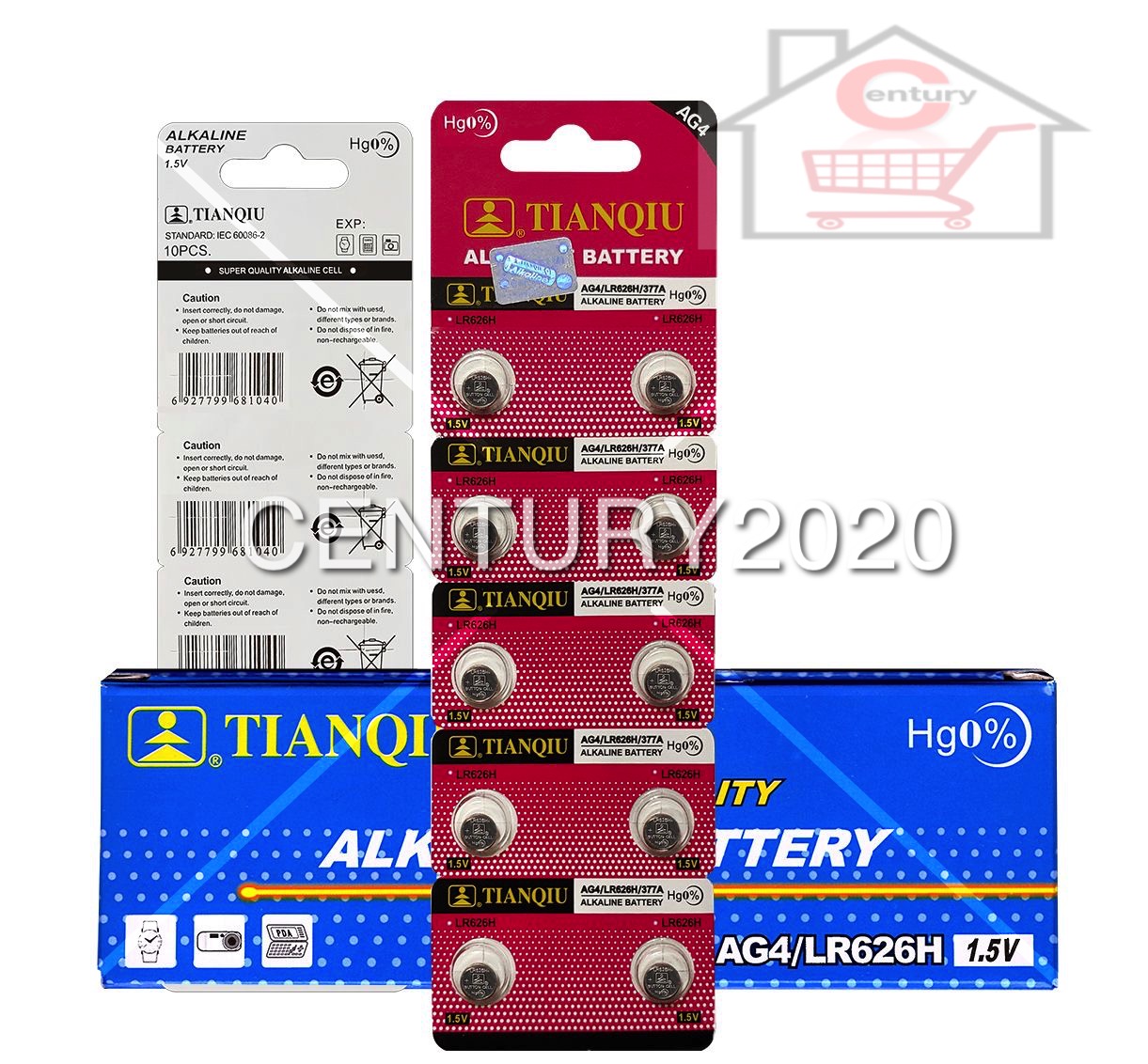 TIANQIU Battery AG4/LR626H/377A 1.5V Alkaline Battery 10pcs