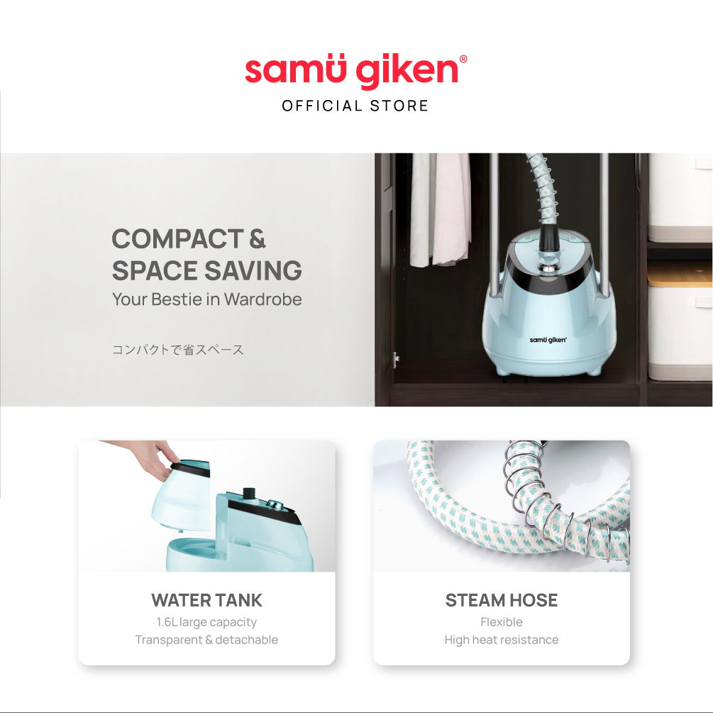Samu Giken Garment Steamer With Double Rod, Flat Pole & Iron Board