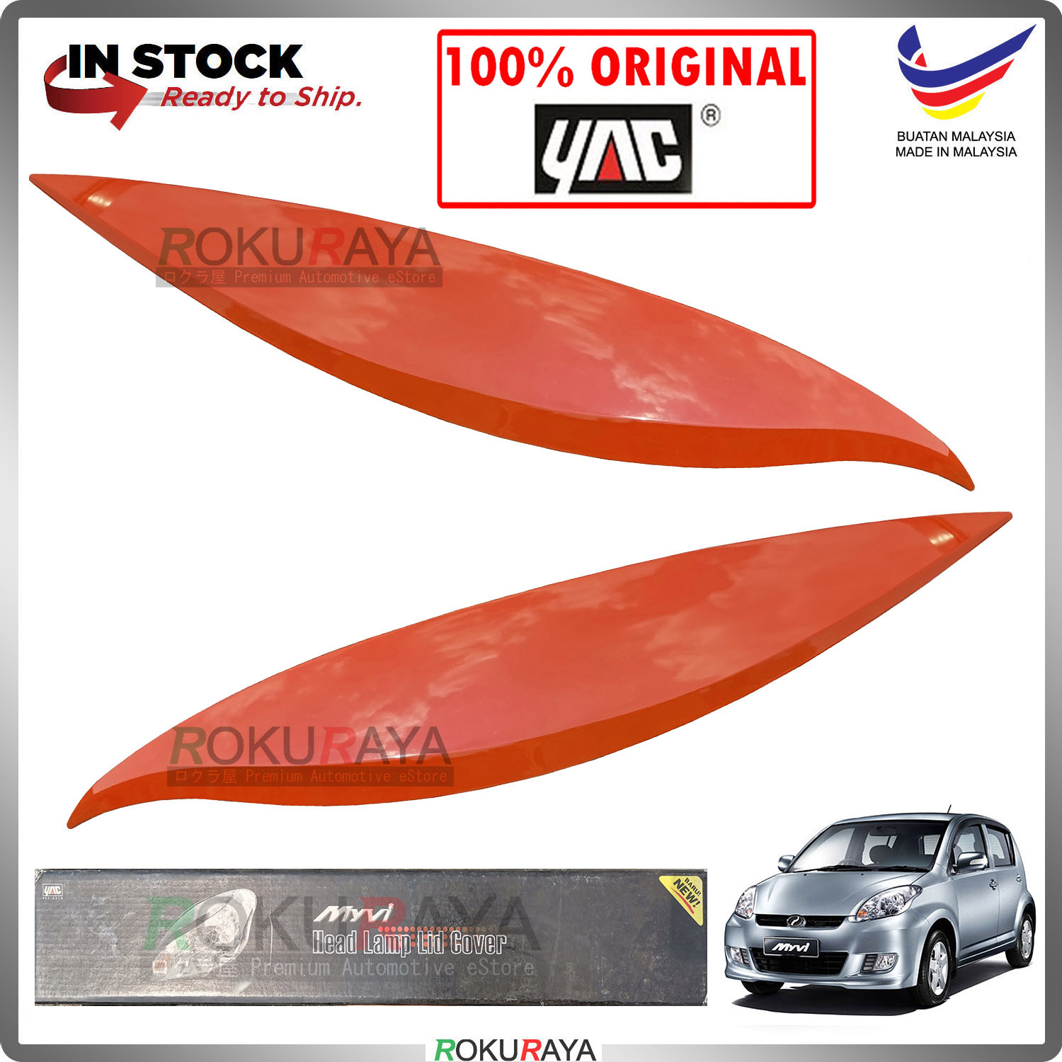 [R53 OZZY ORANGE] Perodua Myvi Old Custom Fit ABS Plastic Car Head Lamp Eye Lid Brow Cover