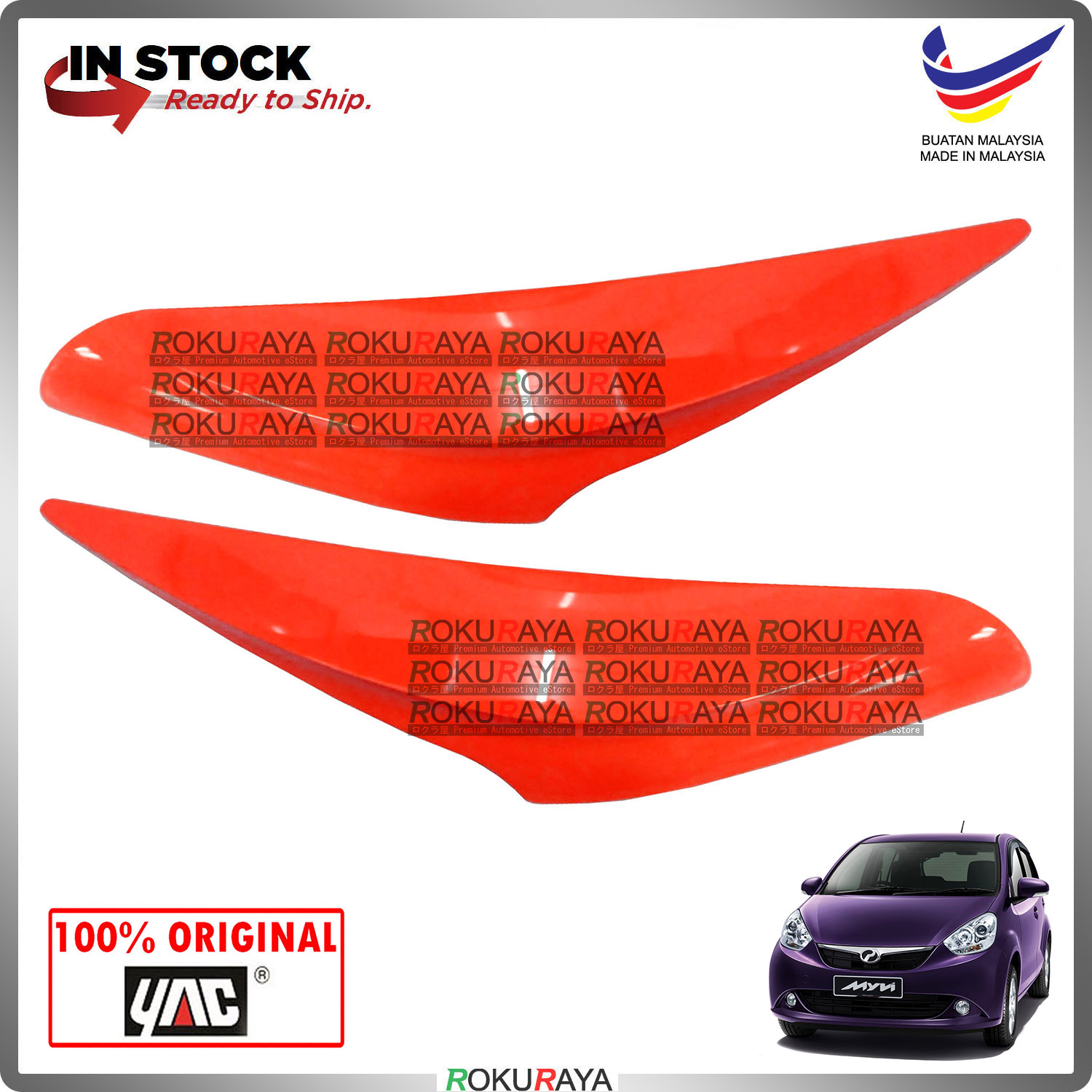 [R53 OZZY ORANGE] Perodua Myvi New Lagi Best ABS Plastic Car Head Lamp Eye Lid Brow Cover Original C