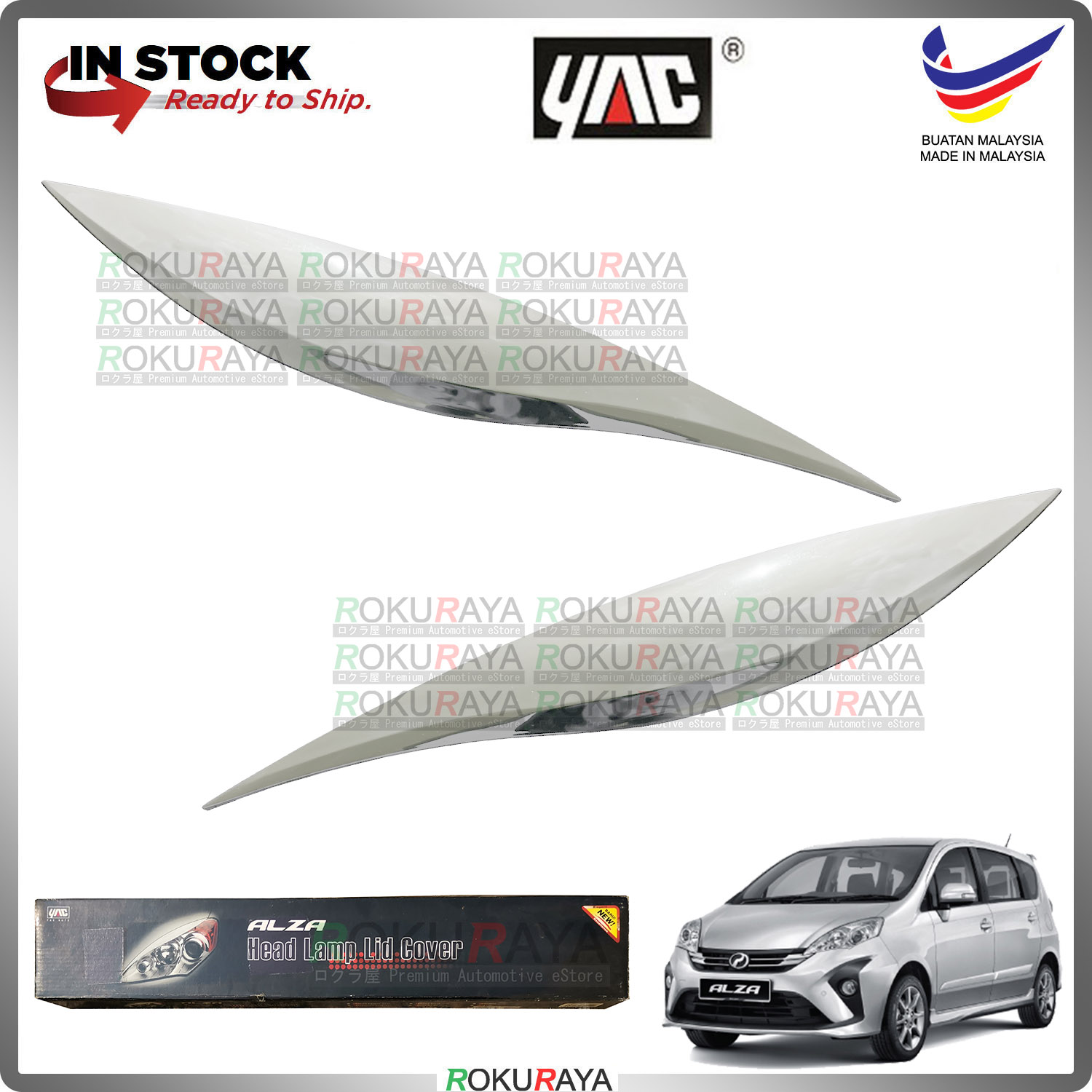 [W16 PEARL WHITE] Perodua Alza Custom Fit ABS Plastic Car Head Lamp Eye Lid Brow Cover