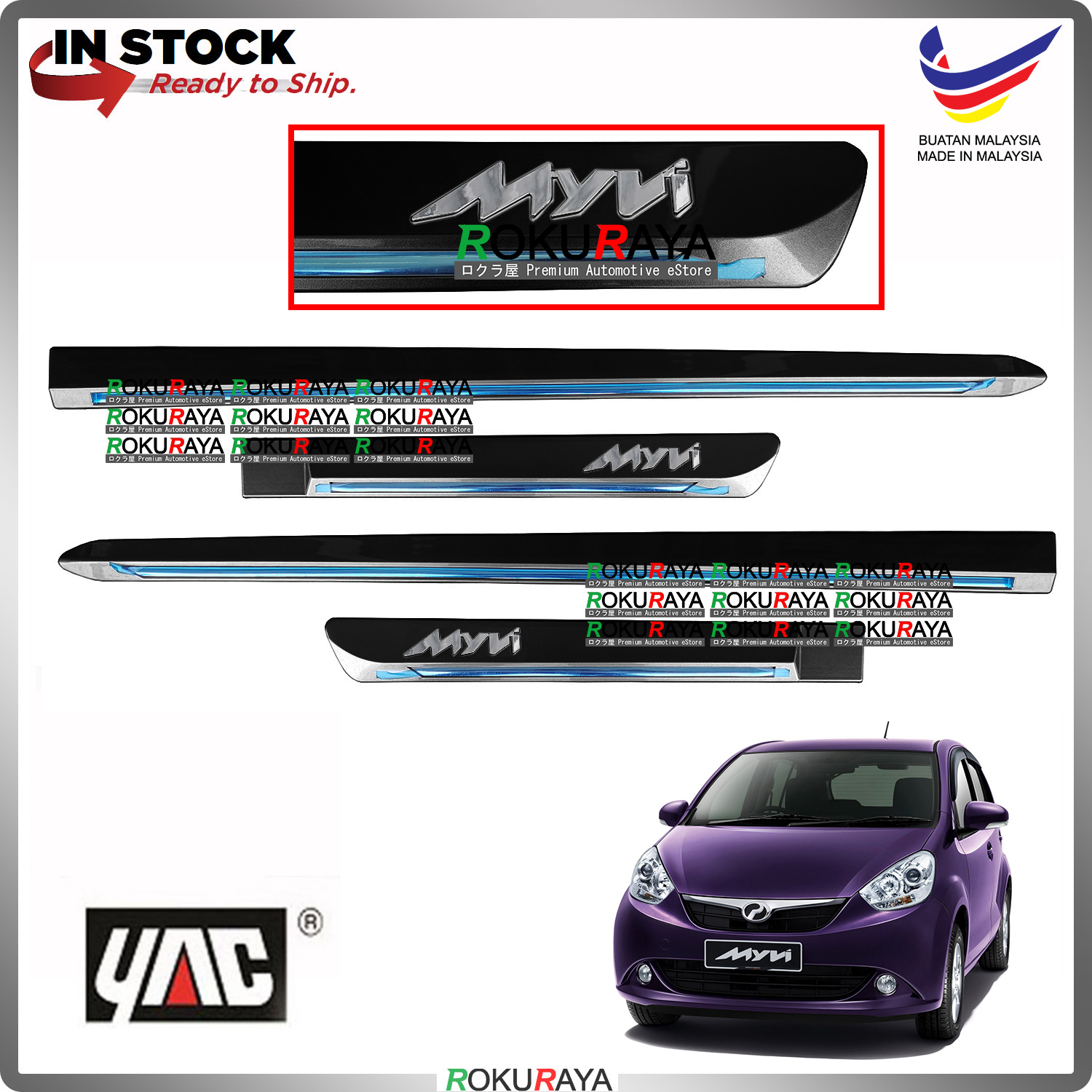 [209 EBONY BLACK] Perodua Myvi New Lagi Best Icon Original Side Door Moulding Garnish Body Lining Pa