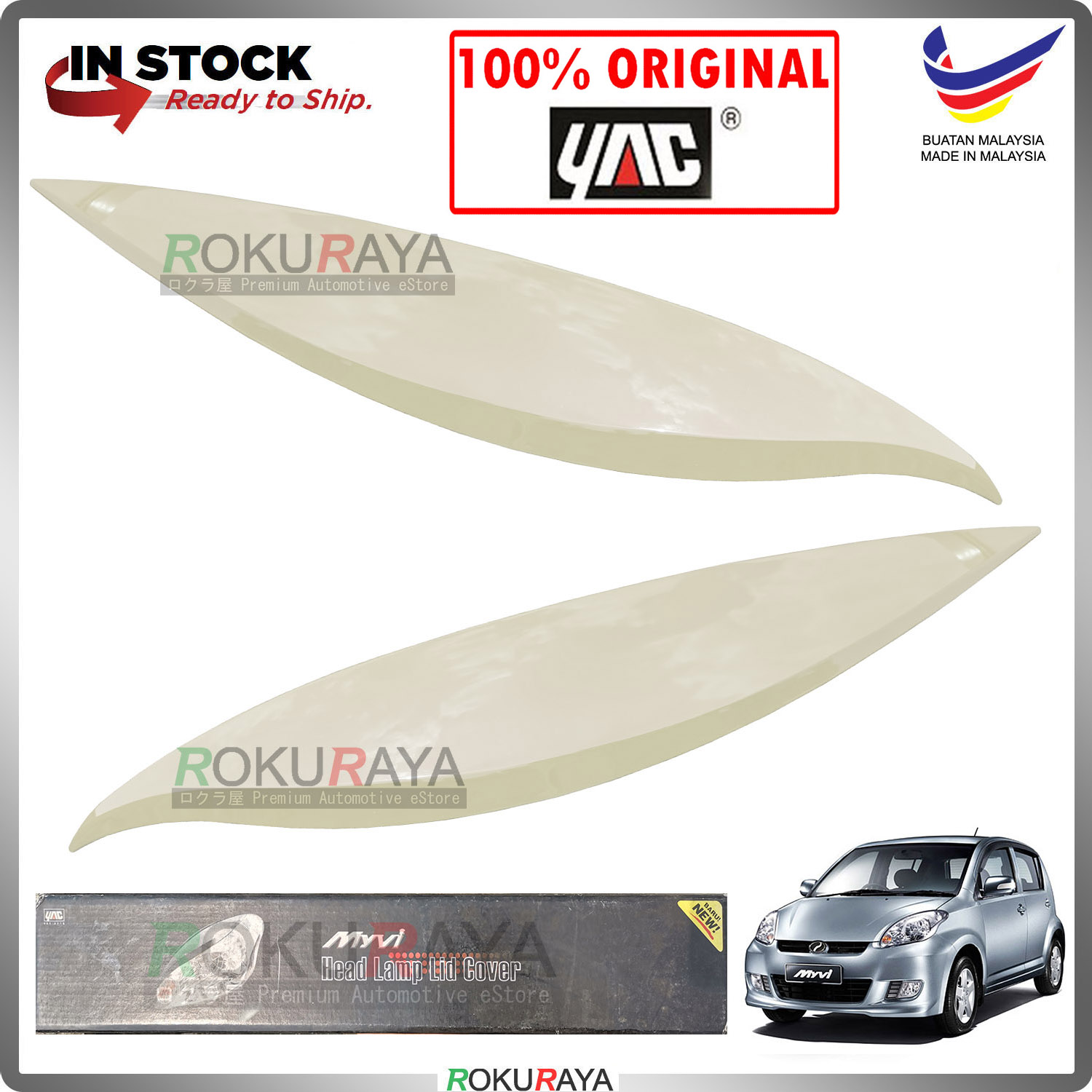 [W16 PEARL WHITE] Perodua Myvi Old Custom Fit ABS Plastic Car Head Lamp Eye Lid Brow Cover