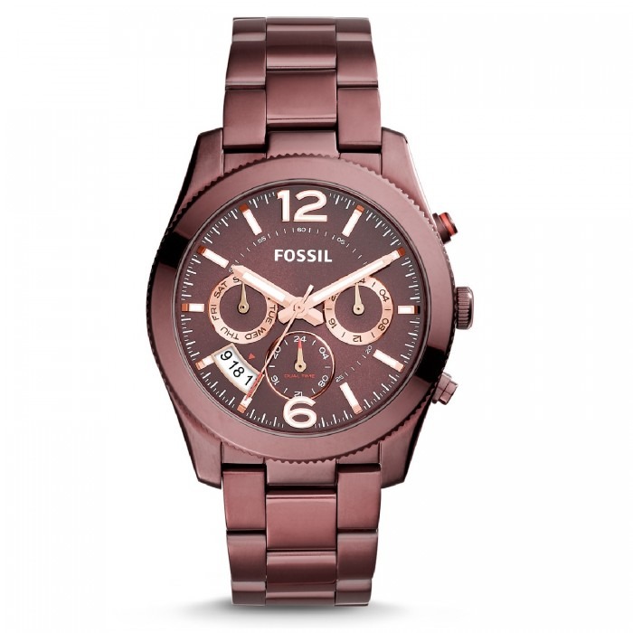 Fossil Women's ES4110 Perfect Boyfriend Multifunction Wine Stainless Steel Watch (Wine / Maroon)