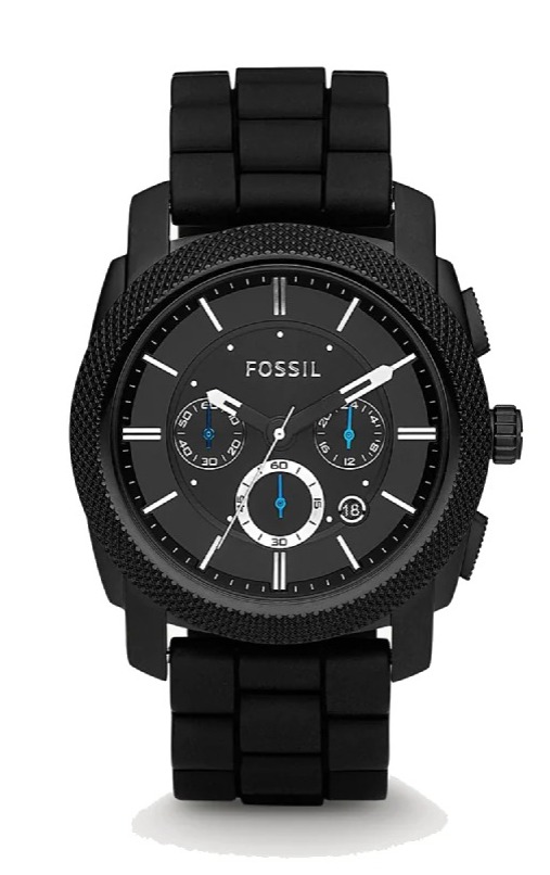 Fossil Men's FS4487 Machine Chronograph Black Silicone Watch .