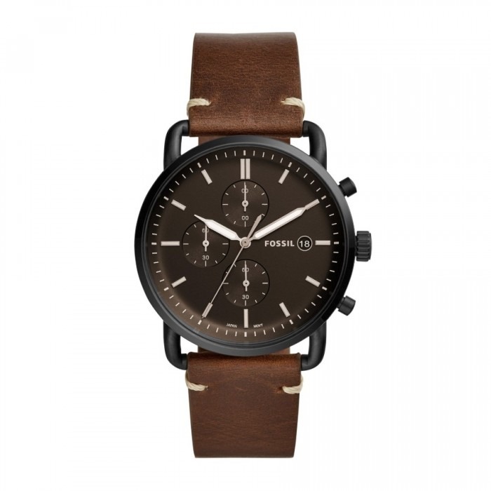 Fossil Men's FS5403 The Commuter Chronograph Brown Leather Watch .