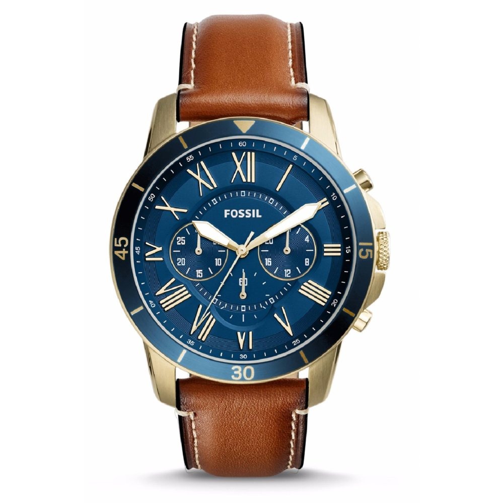 Fossil Men's FS5268 Grant Sport Chronograph Luggage Leather Watch (Gold &amp; Brown)