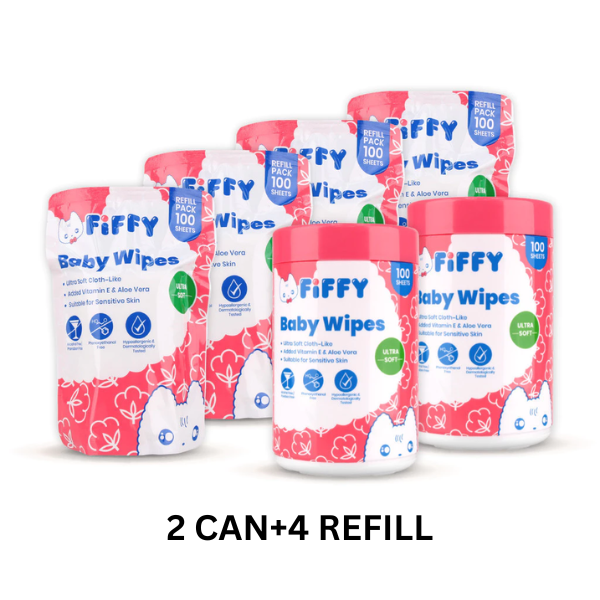 FIFFY Baby Ultra Soft Wipes 100's 2 Can+4 Refill