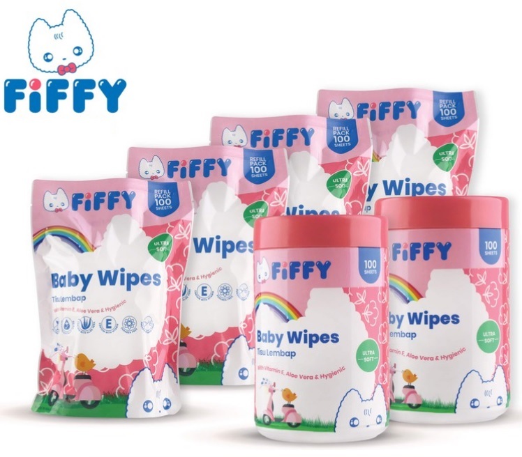 FIFFY BABY ULTRA SOFT WIPES BUNDLE 100's CAN*2 + 100's REFILL*4