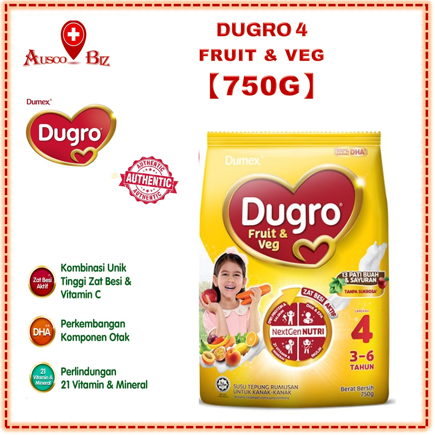 DUGRO 3, 4 & 5  FRUIT & VEG 【750G】FREE 1 BEG BUDDIE WITH EVERY PURCHAS OF 3 x 750G